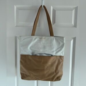Cole Haan Leather Off White and Tan Tote Bag